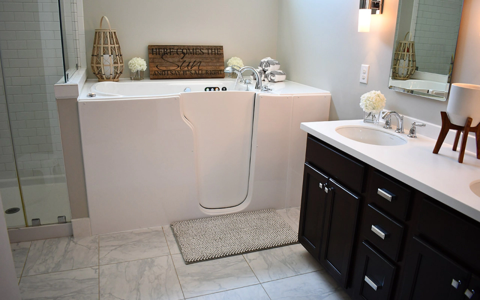bathroom with walk tub